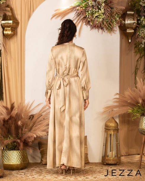 Satin Long Dress Long Sleeves 59292